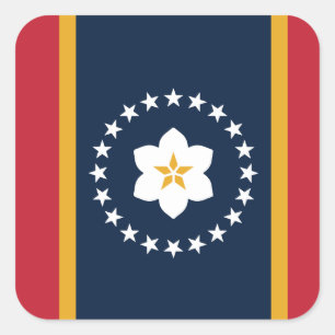 Mississippi: de vlag van de Amerikaanse staat Magn Vierkante Sticker