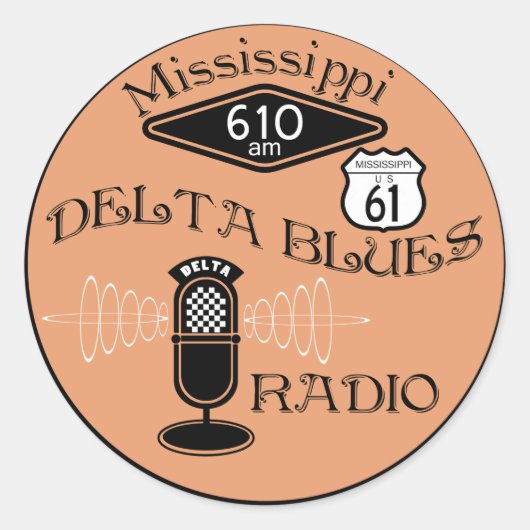 Mississippi Delta Blues Radio Ronde Sticker (Voorkant)