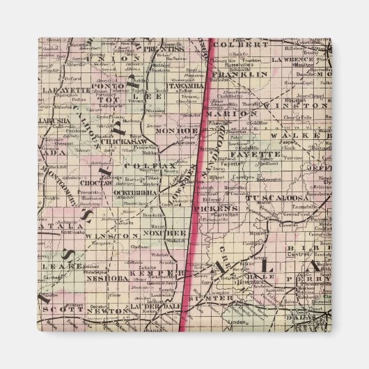 Mississippi en Alabama Magneet (Voorkant)