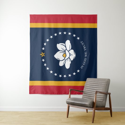 Mississippi Flag - New Magnolia Flag Wandkleed (In situ)