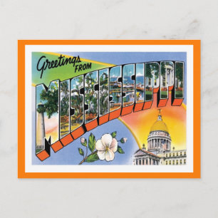 Mississippi Greetings Vintage Travel Briefkaart