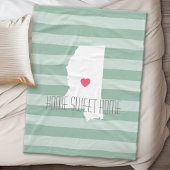 Mississippi Home State Love with Custom Heart Fleece Deken