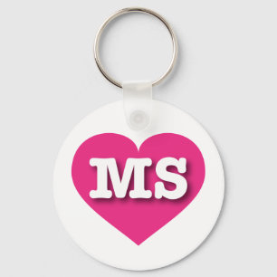 Mississippi Hot Pink Heart - Ik hou van MS Sleutelhanger