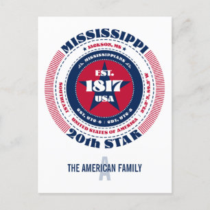 Mississippi, Jackson, MS, Patriottisch, Monogram Briefkaart