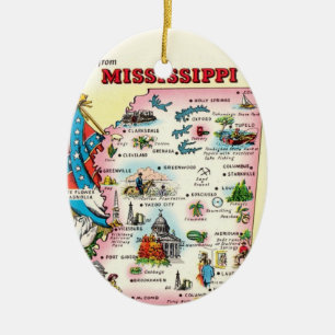 Mississippi Kaart Keramisch Ornament