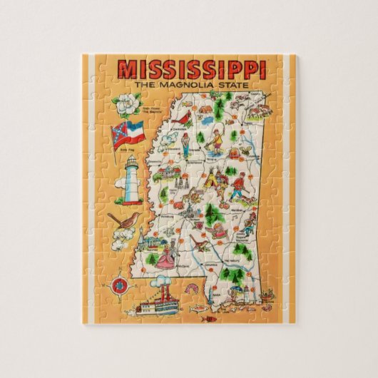 Mississippi kaart puzzel legpuzzel (Verticaal)