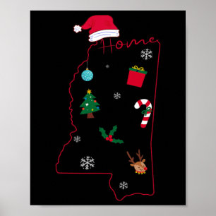 Mississippi Kerst Thuis Xmas Mississippi Staat Poster