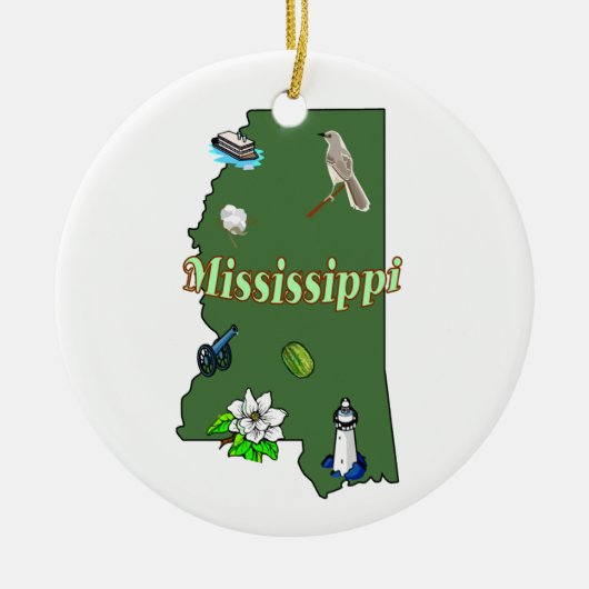 Mississippi kerstboomversiering keramisch ornament (Voorkant)