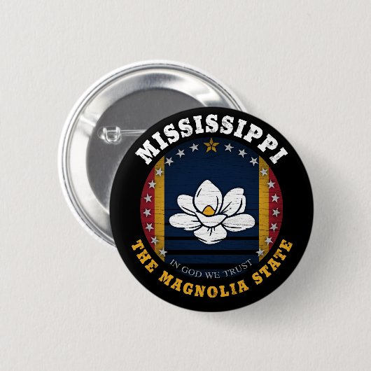 MISSISSIPPI MAGNOLIA STATE FLAG RONDE BUTTON 5,7 CM (Voorkant /achterkant)