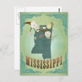 Mississippi Modern  State Map - Groen Briefkaart (Voorkant / Achterkant)