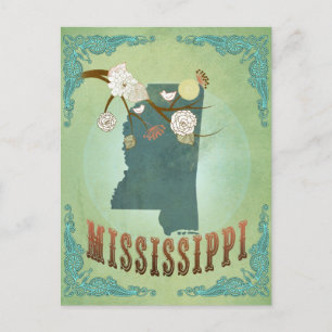Mississippi Modern  State Map - Groen Briefkaart