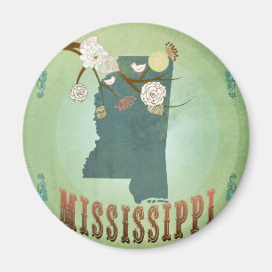 Mississippi Modern  State Map - Groen Magneet