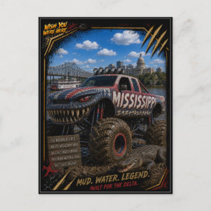 Mississippi Monster Truck Off Road Kunst Briefkaart