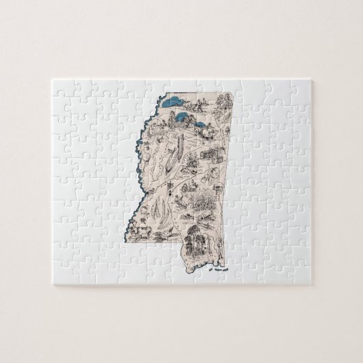 Mississippi Overzicht kaart van Afbeelding Legpuzzel (Horizontaal)