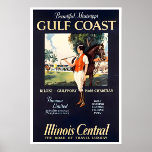 Mississippi Reisposter Polo Kunst Golfkust Poster