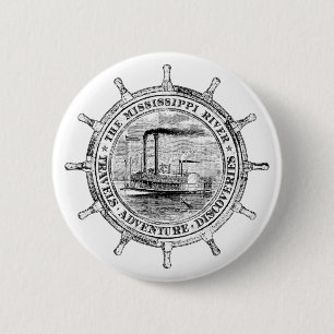 Mississippi Reizen. Adventure. Ontdekking Ronde Button 5,7 Cm
