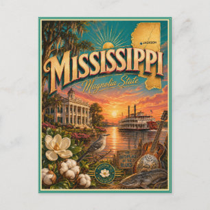 Mississippi Retro Reis Souvenir Prentbriefkaart Briefkaart