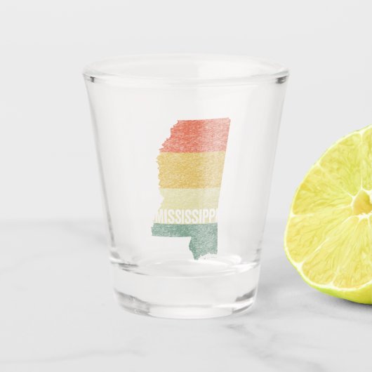Mississippi  Retro Sunset Distress Map Shot Glas (Voorkant)