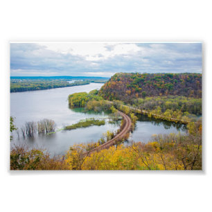 Mississippi River en Wooded Bluffs Foto Afdruk