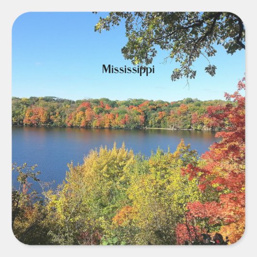 Mississippi River, herfst, Vierkante Sticker (Voorkant)