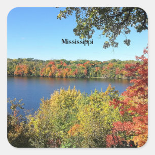 Mississippi River, herfst, Vierkante Sticker