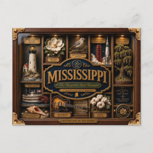 Mississippi-schaduwdoos 3D figuur staat Briefkaart