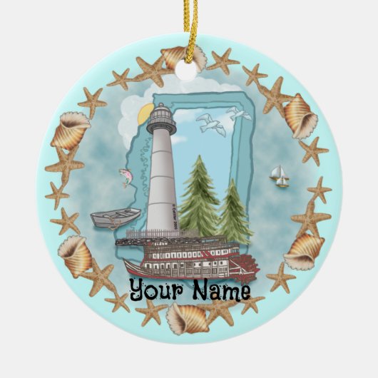 Mississippi Shells Lighthouse Ornament (Voorkant)
