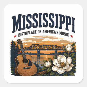 Mississippi Southern Music Reis Vierkante Sticker