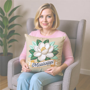 Mississippi Staat Bloemen Embleem Kussen