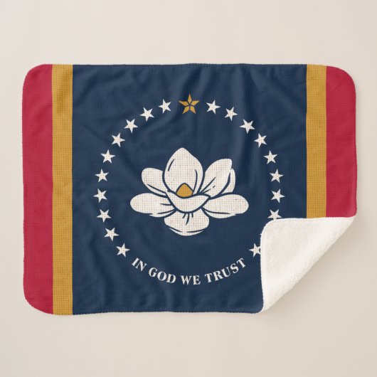 Mississippi State Flag Print Patriottisch Sherpa Deken (Voorkant (horizontaal))