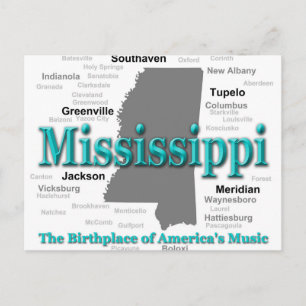 Mississippi State Pride Map Silhouette Briefkaart