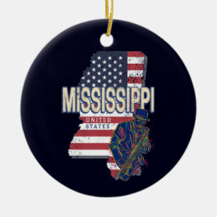 Mississippi State Verenigde Staten Kaart Verenigd Keramisch Ornament