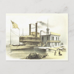 Mississippi Steamboot City of Memphis, 1860 Briefkaart