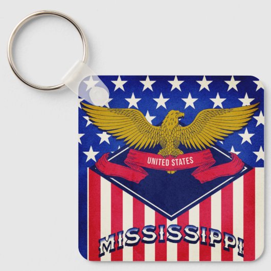 Mississippi USA Flag Sleutelhanger (Voorkant)