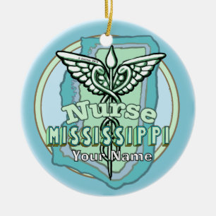 Mississippi Verpleegster Caduceus  Keramisch Ornament