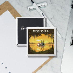  Mississippi Vierkante Button 5,1 Cm