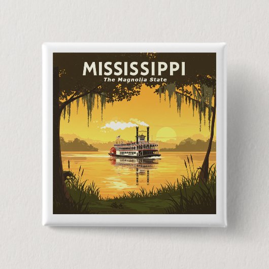  Mississippi Vierkante Button 5,1 Cm (Voorkant)