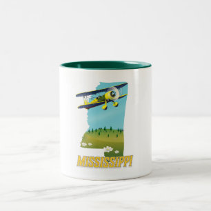 Mississippi vintage kaart reisposter print. tweekleurige koffiemok