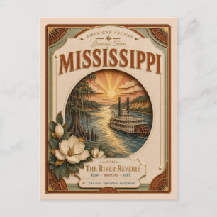 Mississippi Vintage Paper Cut Amerikaanse Arcana Briefkaart