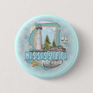 Mississippi Vuurtoren speld knop Ronde Button 5,7 Cm