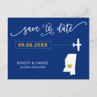 Mississippi Wedding Save the Date Map Briefkaart