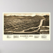 Missoula, MT Panoramic Map - 1884 Poster (Voorkant)