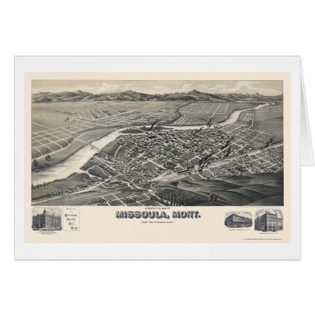 Missoula, MT Panoramic Map - 1891 (Voorkant Horizontaal)