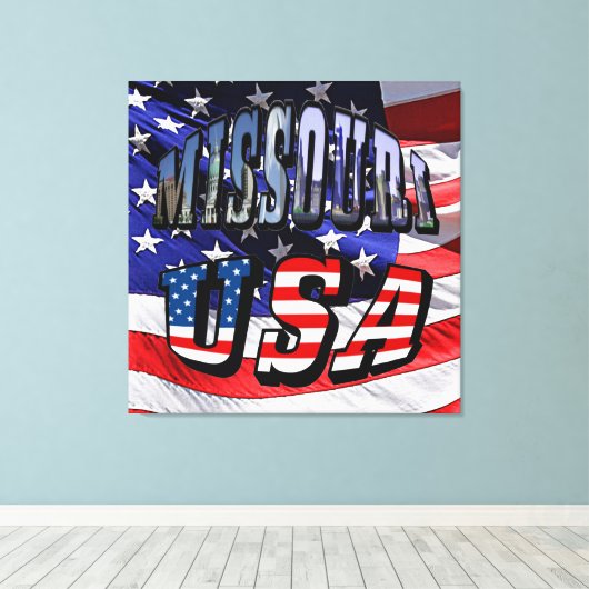 Missouri Afbeelding en USA Text Canvas Afdruk (Insitu (Houten vloer))