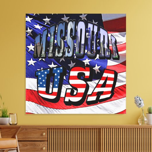 Missouri Afbeelding en USA Text Canvas Afdruk (Insitu (Woonkamer))