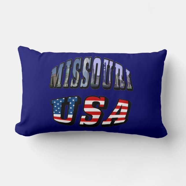 Missouri Afbeelding en USA Text Kussen (Voorkant)