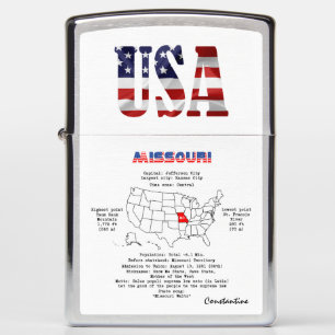Missouri Amerikaanse staat op een kaart en nuttige