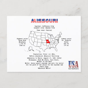 Missouri Amerikaanse staat op een kaart en nuttige