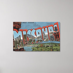 Missouri (Bridge-Uitzicht) - Grote letterscènes Canvas Afdruk