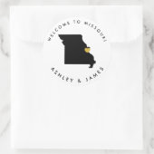 Missouri Bruiloft Welkom Sticker Label, Zwart & Go (Tas)